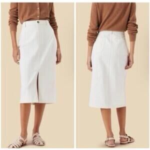 NWT Amour Vert Lina Organic Cotton Midi Skirt Ivory White Medium